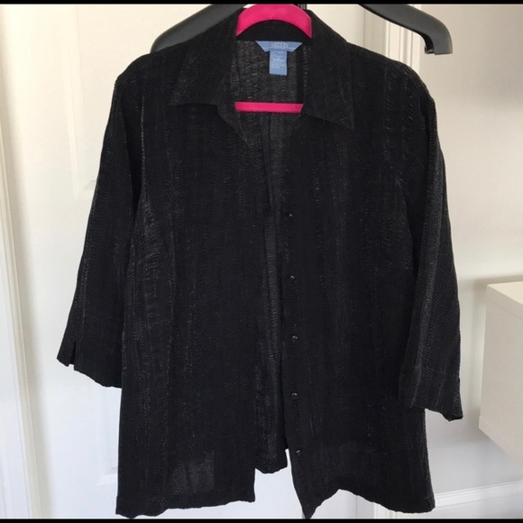 💕HP💕Vintage plus size black button down lightweight jacket top - Picture 3 of 7